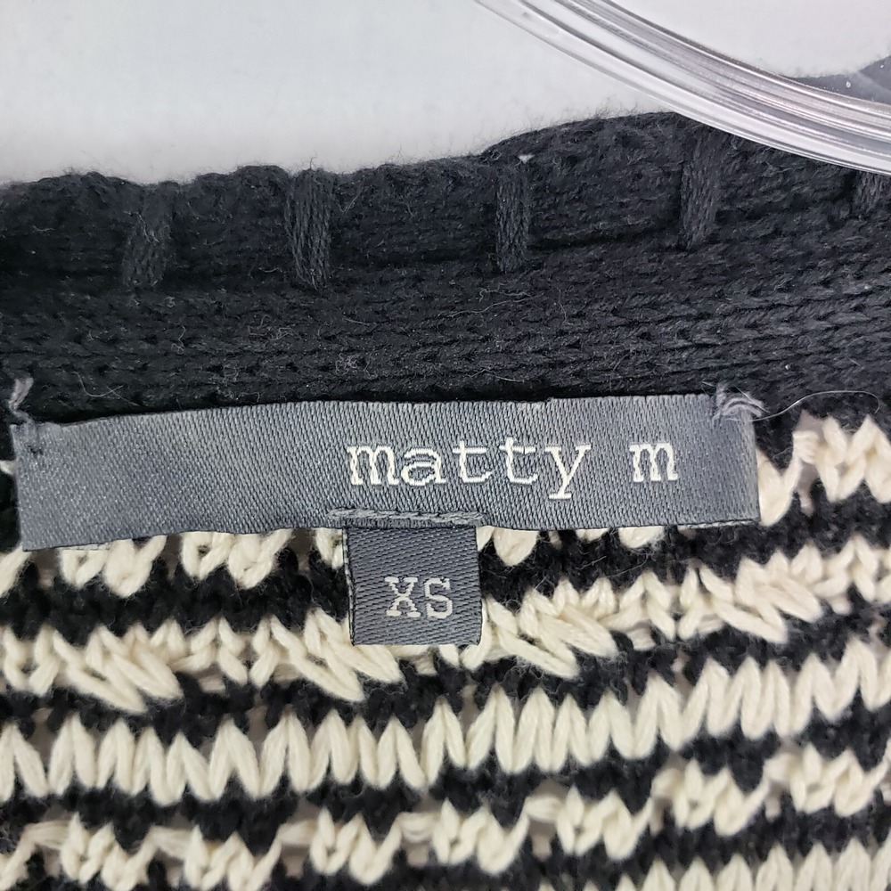 Matty M Knit Blazer Womens XS Black Striped Career Jacket Pockets Cotton Office - Picture 5 of 9